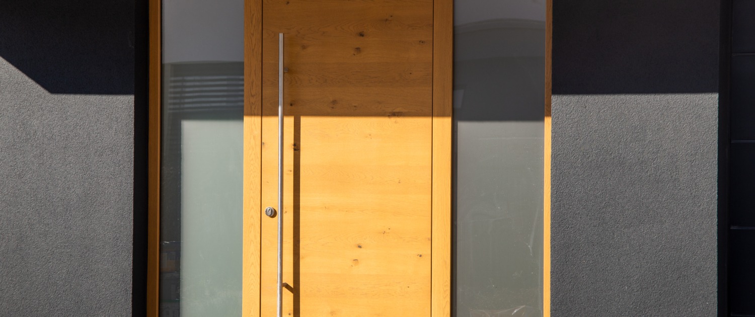 Modern new wooden front door